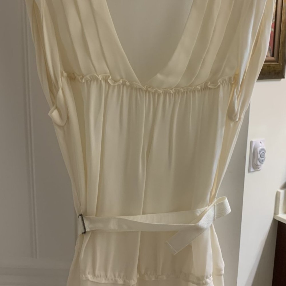 BCBG MAX Silk Sleeveless Ivory Blouse - Size S